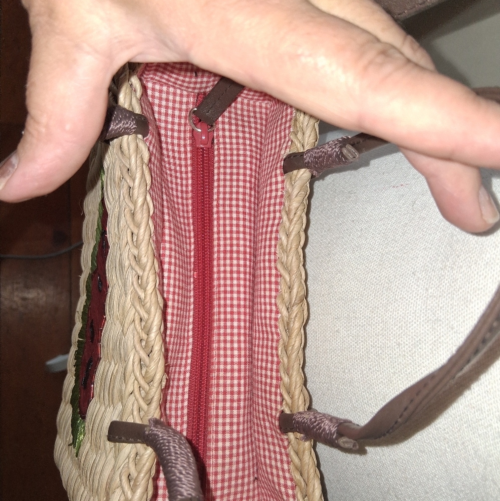 *bogo* Straw Watermelon Embroidered Crossbody Bag - Picture 3 of 6
